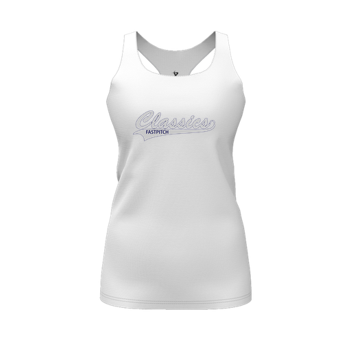 [CUS-DFW-RCBK-PER-WHT-FYS-LOGO1] Racerback Tank Top (Female Youth S, White, Logo 1)