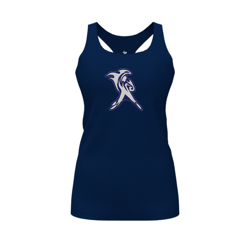 [CUS-DFW-RCBK-PER-NVY-FYS-LOGO2] Racerback Tank Top (Female Youth S, Navy, Logo 2)