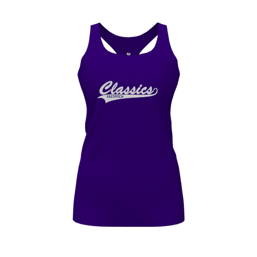 [CUS-DFW-RCBK-PER-PUR-FYS-LOGO1] Racerback Tank Top (Female Youth S, Purple, Logo 1)