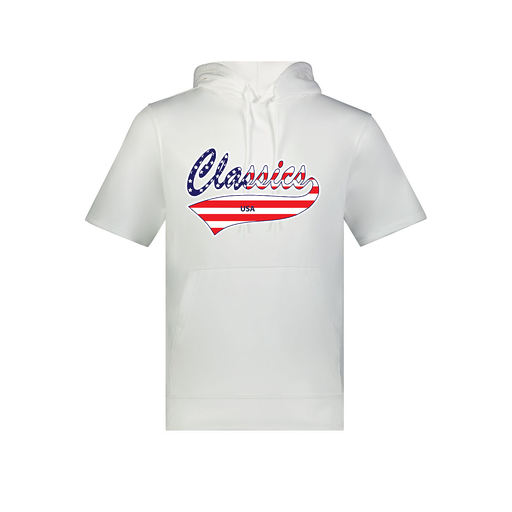 [6871.005.S-LOGO3] Men's Dri Fit Short Sleeve Hoodie (Adult S, White, Logo 3)