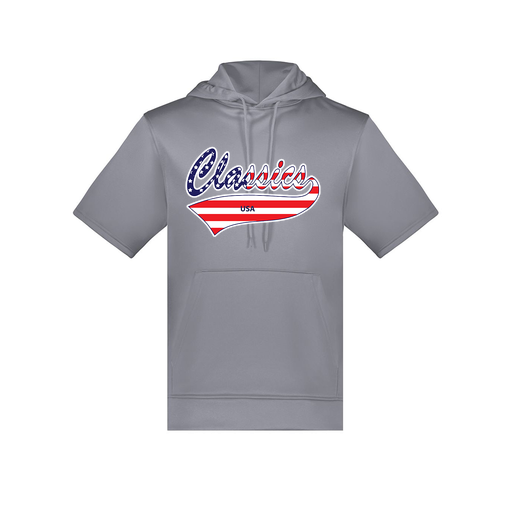 [6871.059.S-LOGO3] Men's Dri Fit Short Sleeve Hoodie (Adult S, Gray, Logo 3)