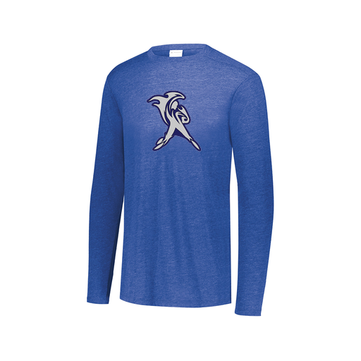 [FTLCUBRY-AXS-LOGO2] Decker Men's Tri-Blend T-Shirt - Long Sleeve (Adult XS, Royal, Logo 2)