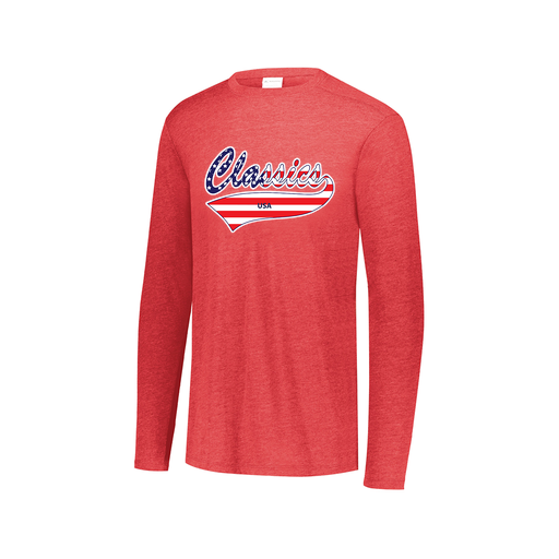 [FTLCUBRD-AXS-LOGO3] Decker Men's Tri-Blend T-Shirt - Long Sleeve (Adult XS, Red, Logo 3)