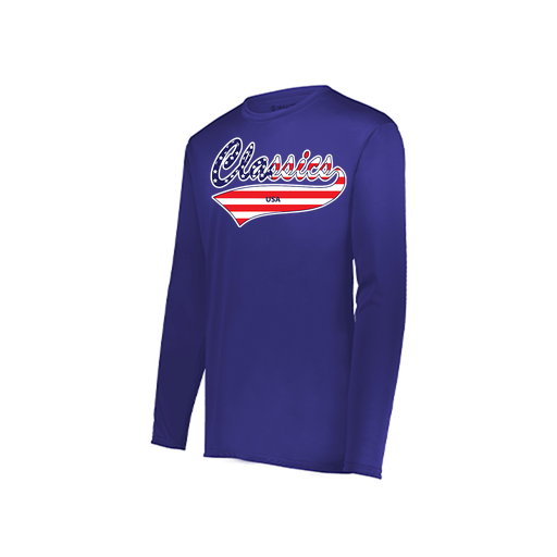 [222823.747.S-LOGO3] Youth LS Smooth Sport Shirt (Youth S, Purple, Logo 3)