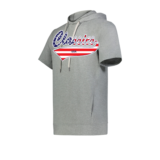 [222605-SIL-YS-LOGO3] YOUTH VENTURA SOFT KNIT SHORT SLEEVE HOODIE (Youth S, Silver, Logo 3)