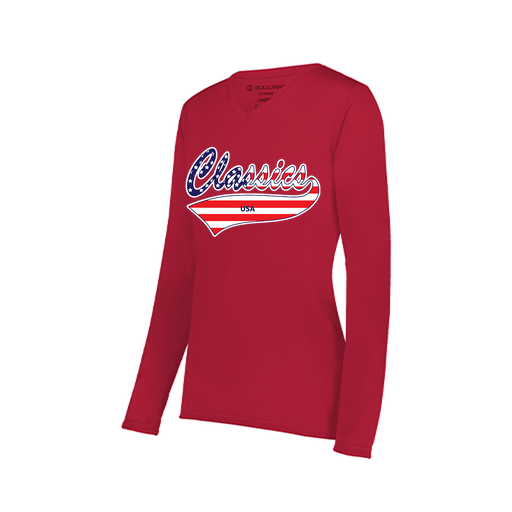 [222824.083.S-LOGO3] Ladies LS Smooth Sport Shirt (Female Adult S, Red, Logo 3)