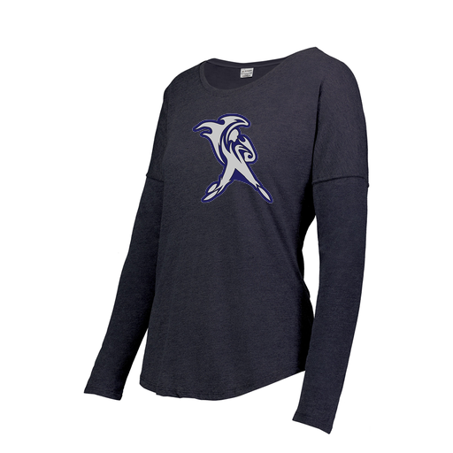 [FTLCUBNV-FAS-LOGO2] Decker Women's Tri-Blend T-Shirt - Long Sleeve (Female Adult S, Navy, Logo 2)