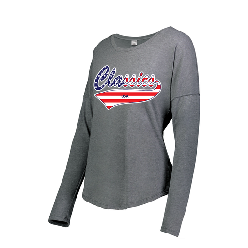 [FTLCUBGY-FAS-LOGO3] Decker Women's Tri-Blend T-Shirt - Long Sleeve (Female Adult S, Gray, Logo 3)